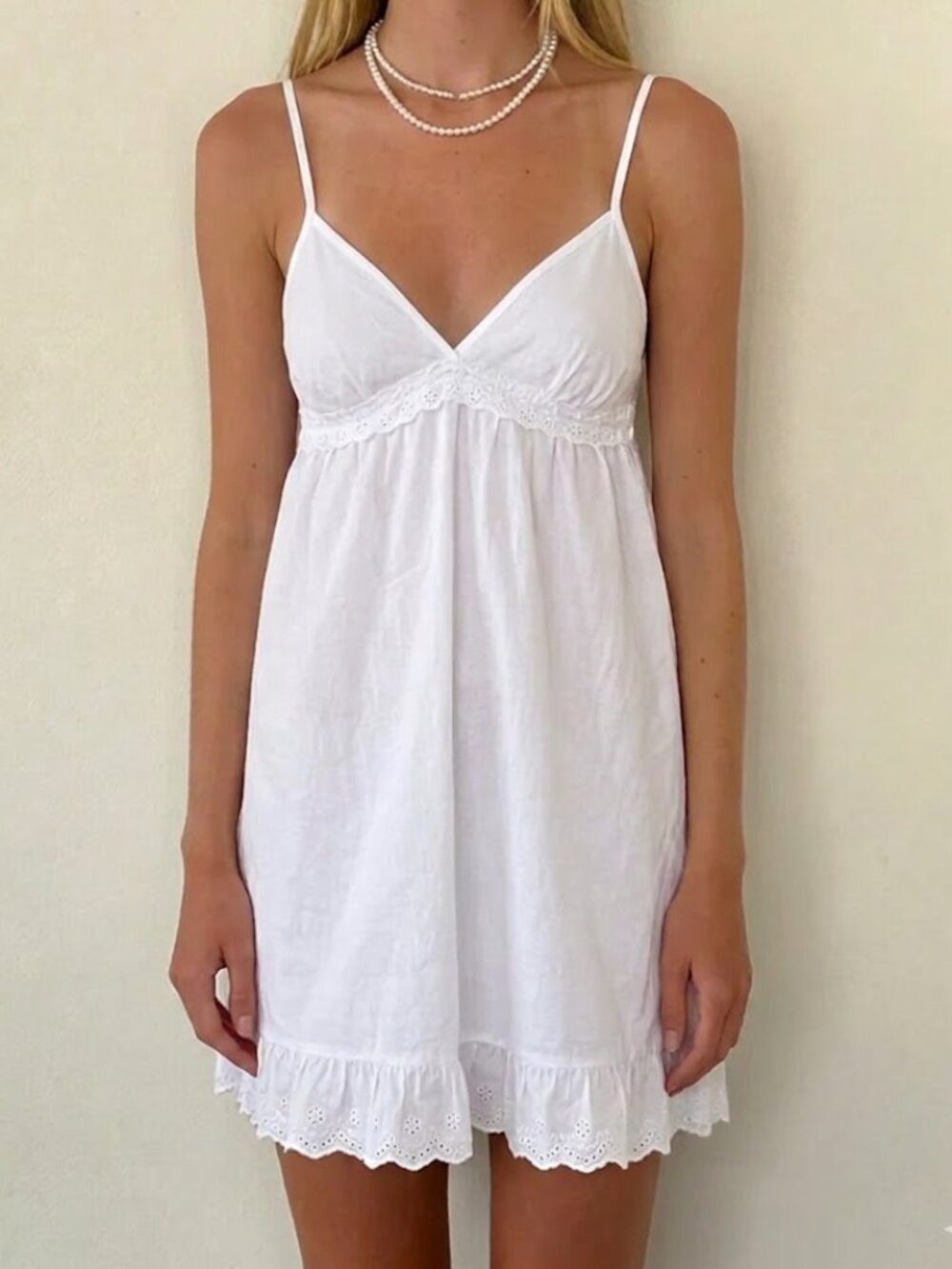 White Eyelet Babydoll Cami Dress in size Small